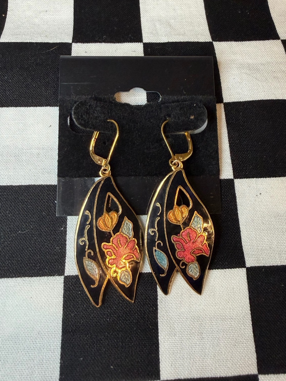 Vintage Cloisonné Dangle Earrings